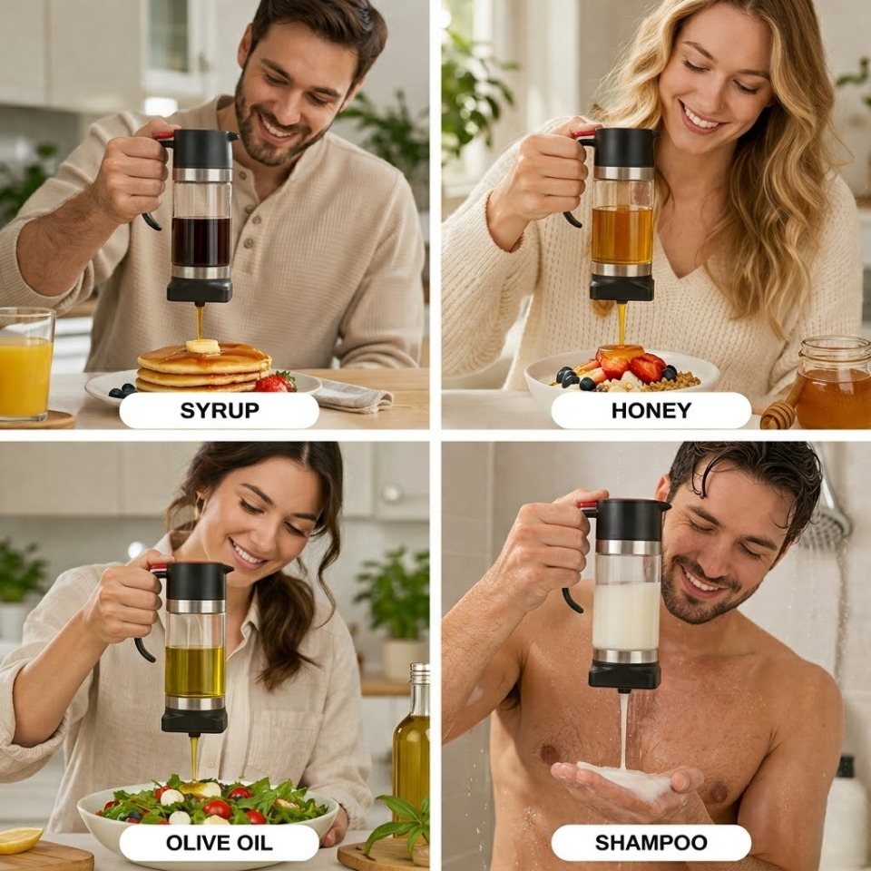 Honey Pot Anti Drip Syrup Dispenser Glass Honey Dispenser Pot 350ml Gentle Press Use Multipurpose Removable Top Cover for Home
