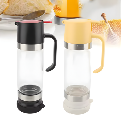 Honey Pot Anti Drip Syrup Dispenser Glass Honey Dispenser Pot 350ml Gentle Press Use Multipurpose Removable Top Cover for Home