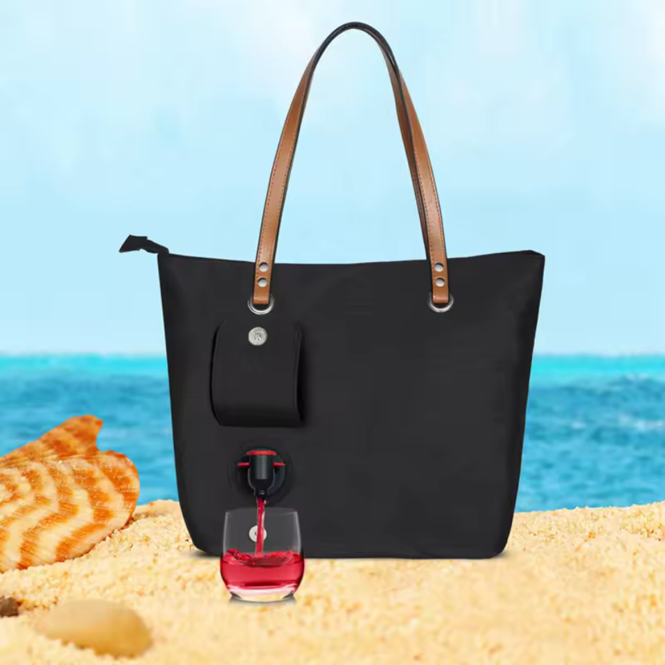 Hot Wine Tote Bag, Beach Cooler For Travel Gift, Leakproof Insulated Purse Carrier With Spout Compartments