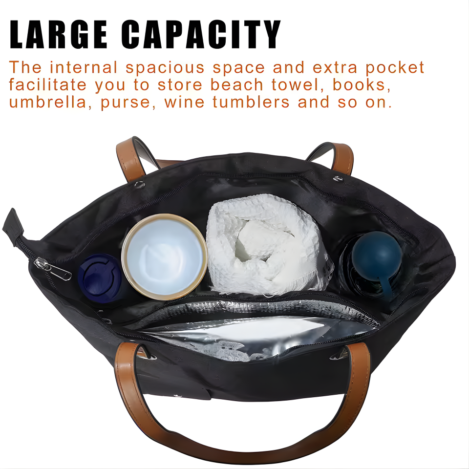 Hot Wine Tote Bag, Beach Cooler For Travel Gift, Leakproof Insulated Purse Carrier With Spout Compartments