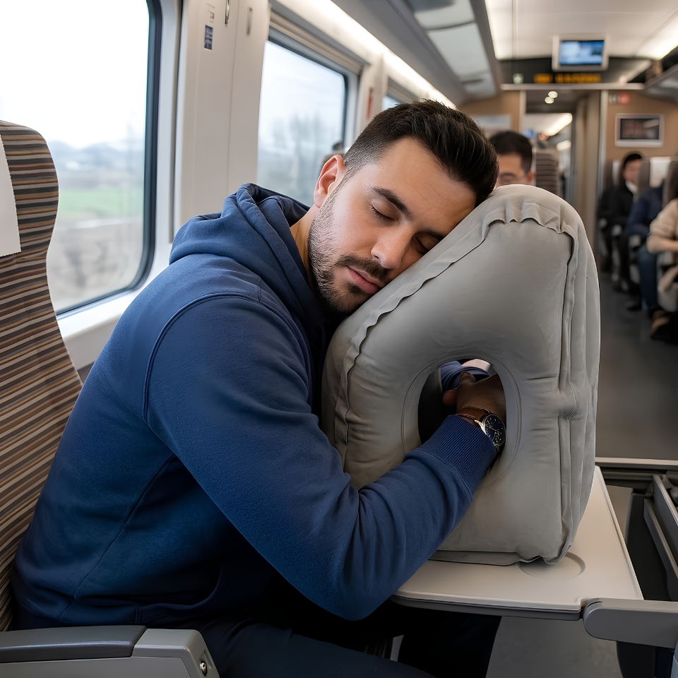 Inflatable Travel Pillow,Travel Accessories With Neck And Head Support, Travel Pillow For Long Haul Flights Cars Office Napping