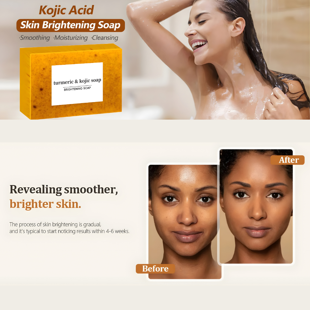 Kojic Acid Turmeric Soap Face Deep Cleaning Moisturizer Skin Care Handmade Lemon Soap