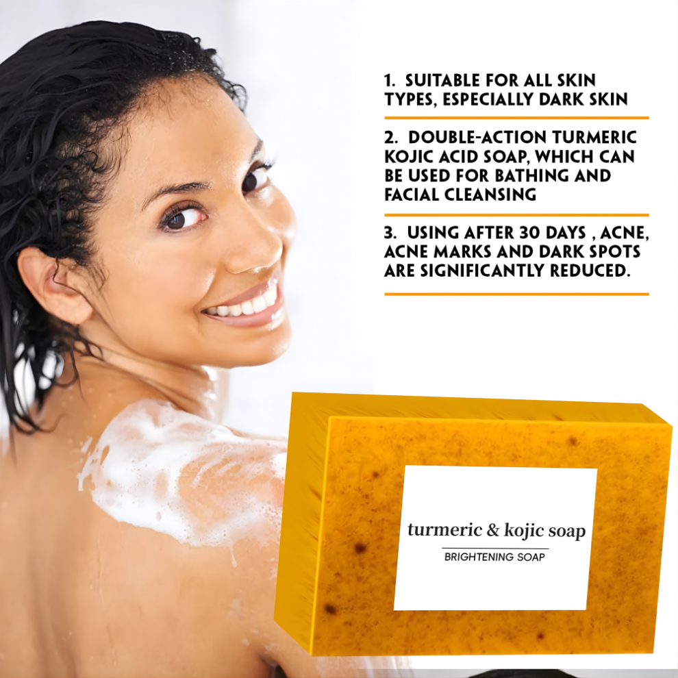 Kojic Acid Turmeric Soap Face Deep Cleaning Moisturizer Skin Care Handmade Lemon Soap