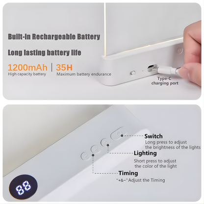 LED Flat Panel Night Vision Reading Light Eye Protection Reading Light Usb Charging Student Night Reading Lamp Book Lamp Indoor