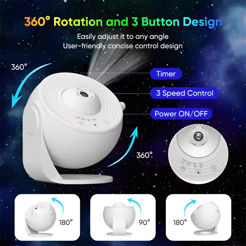 LED Night Light Galaxy Projector Starry Sky Projector 360° Rotate Planetarium Night Lamp For Room Decorative Children Kids Gift