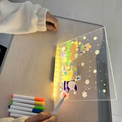  LED Note Board With Night Light Colorful 7 Pens DIY Acrylic Message Board Children‘s Drawing Board For Kids Birthday Gift