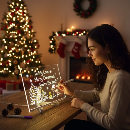  LED Note Board With Night Light Colorful 7 Pens DIY Acrylic Message Board Children‘s Drawing Board For Kids Birthday Gift