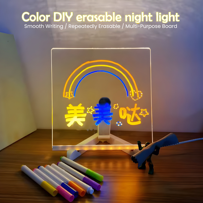  LED Note Board With Night Light Colorful 7 Pens DIY Acrylic Message Board Children‘s Drawing Board For Kids Birthday Gift