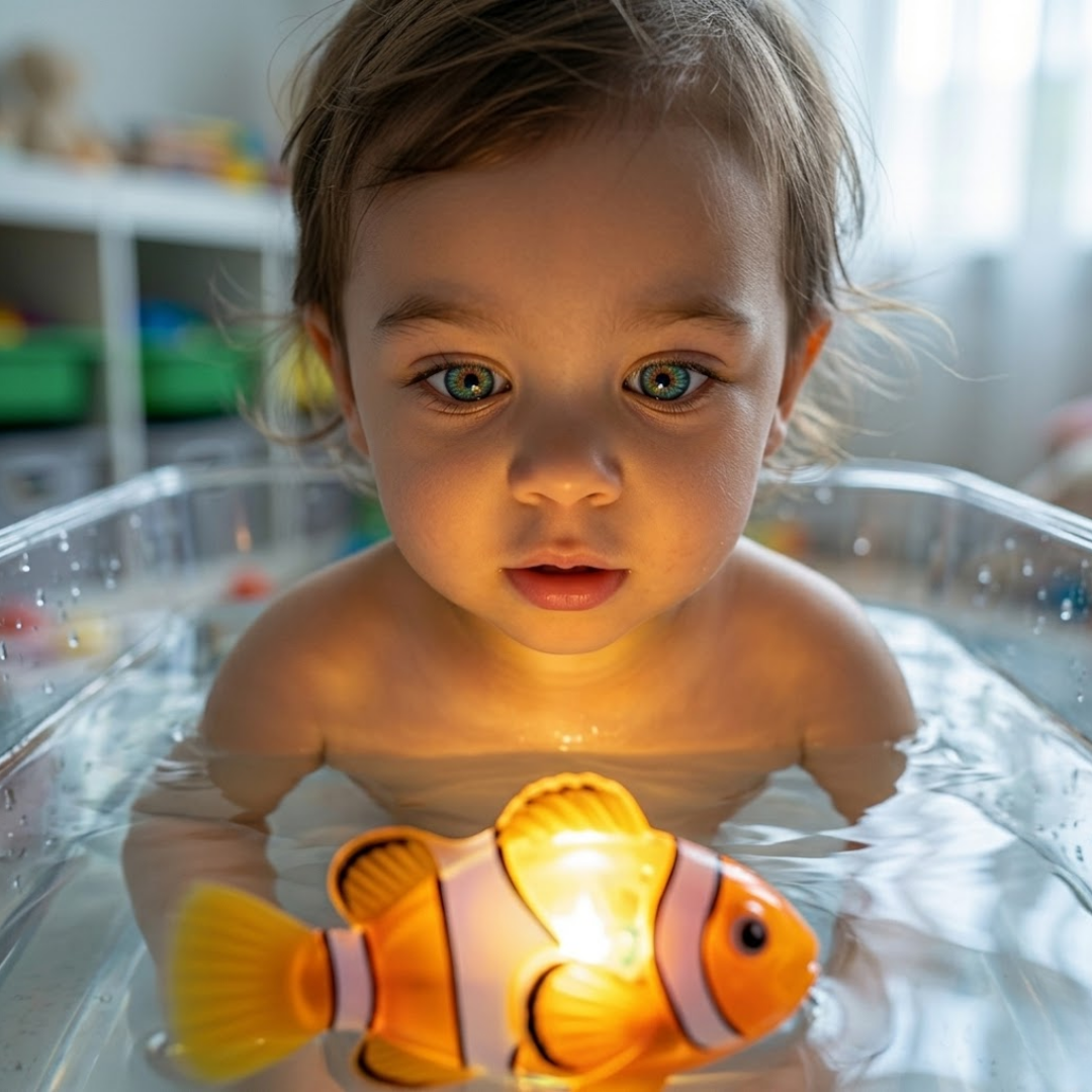 Luminous Kids Toys Electronic Swimming Fish Activated Glow Pet Toy for Kids & Cats, BathPool Interactive Toy, Baby Shower Gift