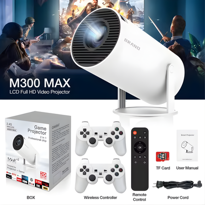 M300 MAX Projector Retro Video Game Consoles Projector Portable Projector Android11 System Projector Home Gifts Birthday Gifts