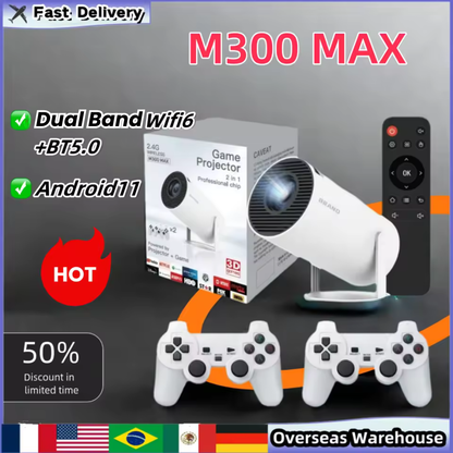 M300 MAX Projector Retro Video Game Consoles Projector Portable Projector Android11 System Projector Home Gifts Birthday Gifts