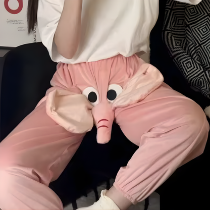  Men Women Spring Autumn New Couple Sleeping Pants Cute Elephants Trousers High Waist Loose Casual Straight Funny Home Pants