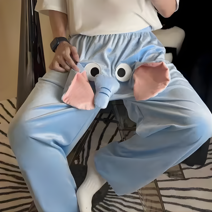  Men Women Spring Autumn New Couple Sleeping Pants Cute Elephants Trousers High Waist Loose Casual Straight Funny Home Pants