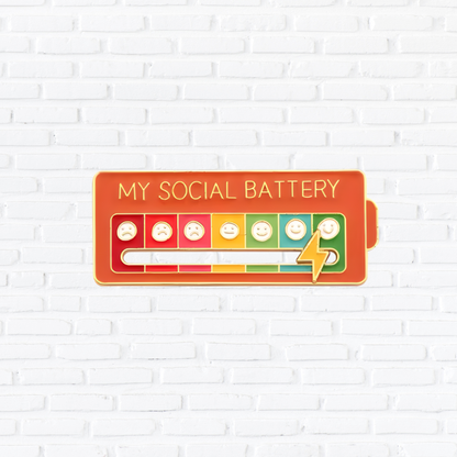 Mood Conversion Energy Brooch for Women Men My Social Battery Badge Expression Pins Brooches on Clothes