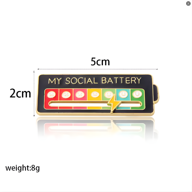 Mood Conversion Energy Brooch for Women Men My Social Battery Badge Expression Pins Brooches on Clothes