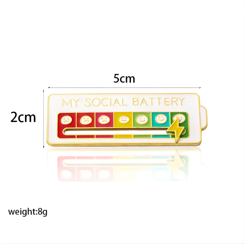 Mood Conversion Energy Brooch for Women Men My Social Battery Badge Expression Pins Brooches on Clothes