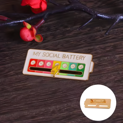 Mood Conversion Energy Brooch for Women Men My Social Battery Badge Expression Pins Brooches on Clothes