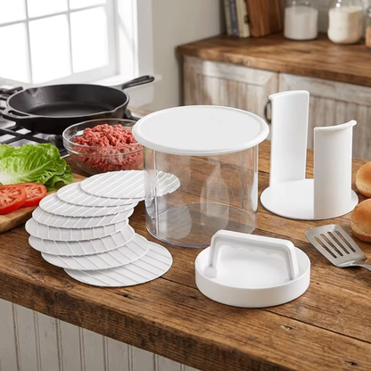 Multi-Layer Burger Patty Maker With Storage Container, Non-Stick Beef Press Mold, Freezable Hamburger Patty Box For BBQ Camping