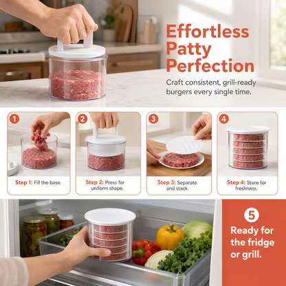 Multi-Layer Burger Patty Maker With Storage Container, Non-Stick Beef Press Mold, Freezable Hamburger Patty Box For BBQ Camping