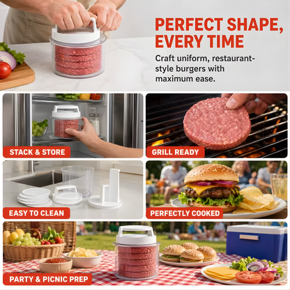Multi-Layer Burger Patty Maker With Storage Container, Non-Stick Beef Press Mold, Freezable Hamburger Patty Box For BBQ Camping
