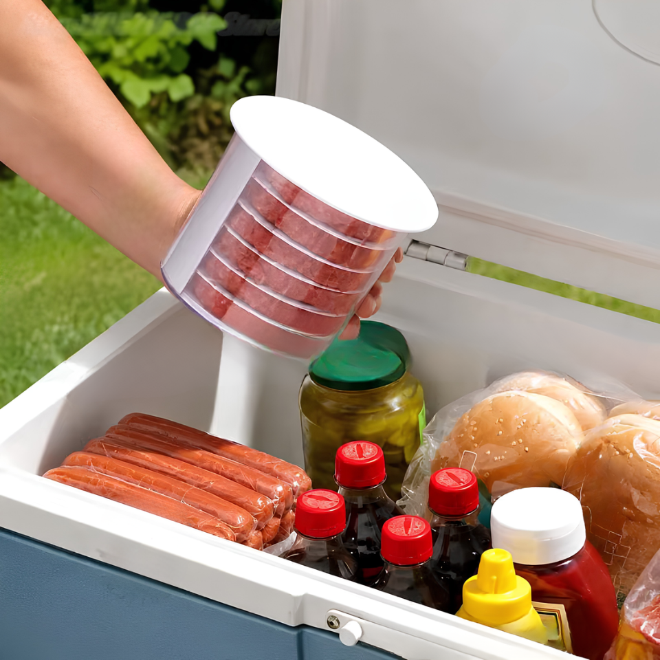 Multi-Layer Burger Patty Maker With Storage Container, Non-Stick Beef Press Mold, Freezable Hamburger Patty Box For BBQ Camping