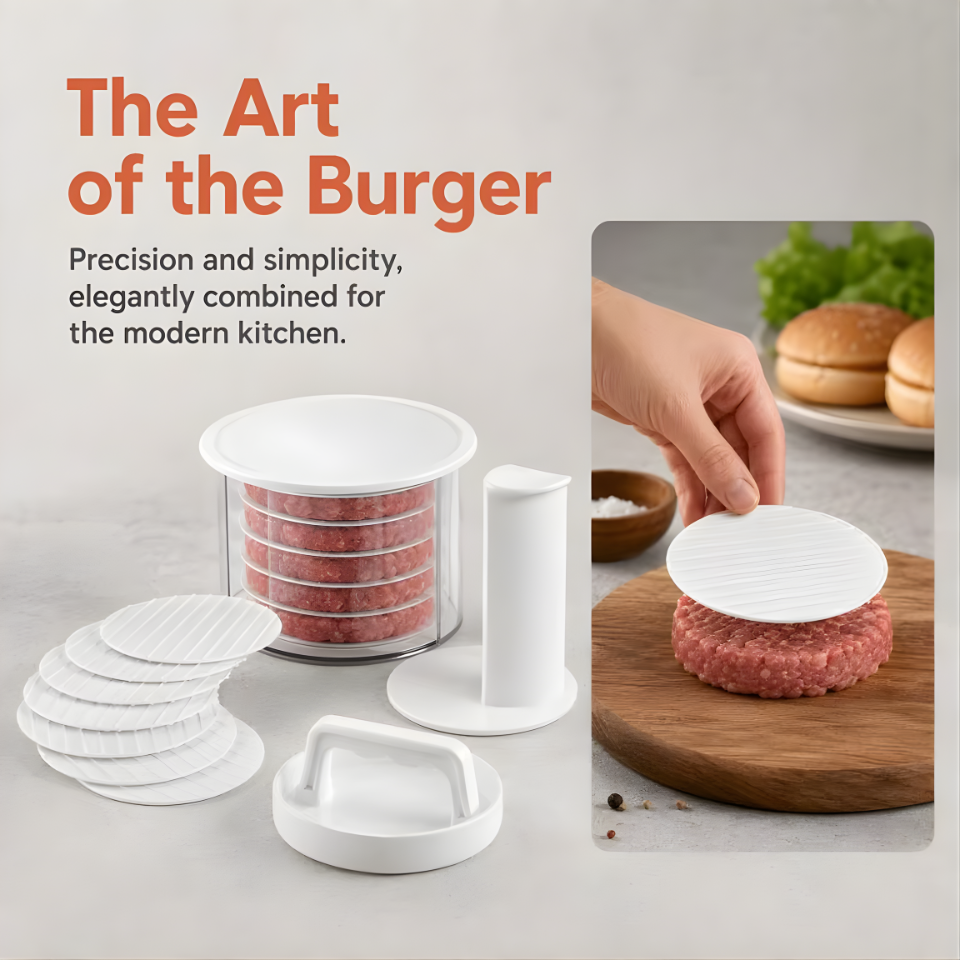 Multi-Layer Burger Patty Maker With Storage Container, Non-Stick Beef Press Mold, Freezable Hamburger Patty Box For BBQ Camping