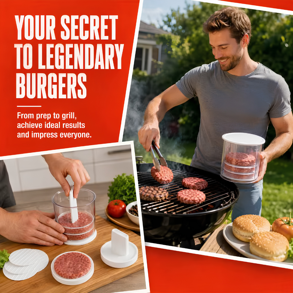 Multi-Layer Burger Patty Maker With Storage Container, Non-Stick Beef Press Mold, Freezable Hamburger Patty Box For BBQ Camping