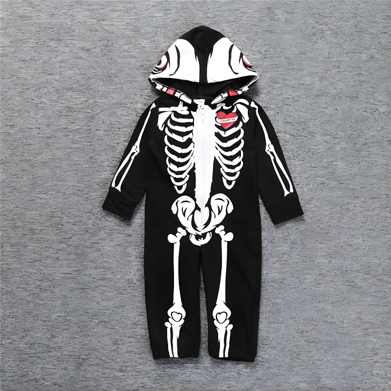 With Bat Design Baby Halloween Costume Skull Head Cosplay Baby FallOutfit Cute & Cool Autumn Style Infant Romper Baby Photoshoot