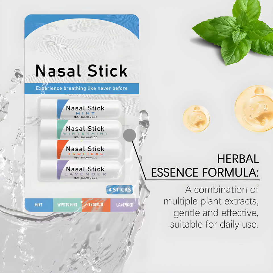 Cooling Nasal Inhaler Stick, Aromatherapy Oil Blend for Clear Breathing, Energy & Focus