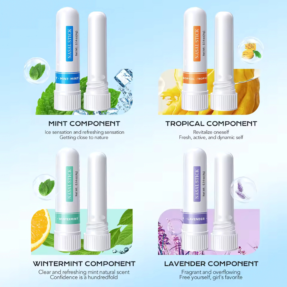 Cooling Nasal Inhaler Stick, Aromatherapy Oil Blend for Clear Breathing, Energy & Focus