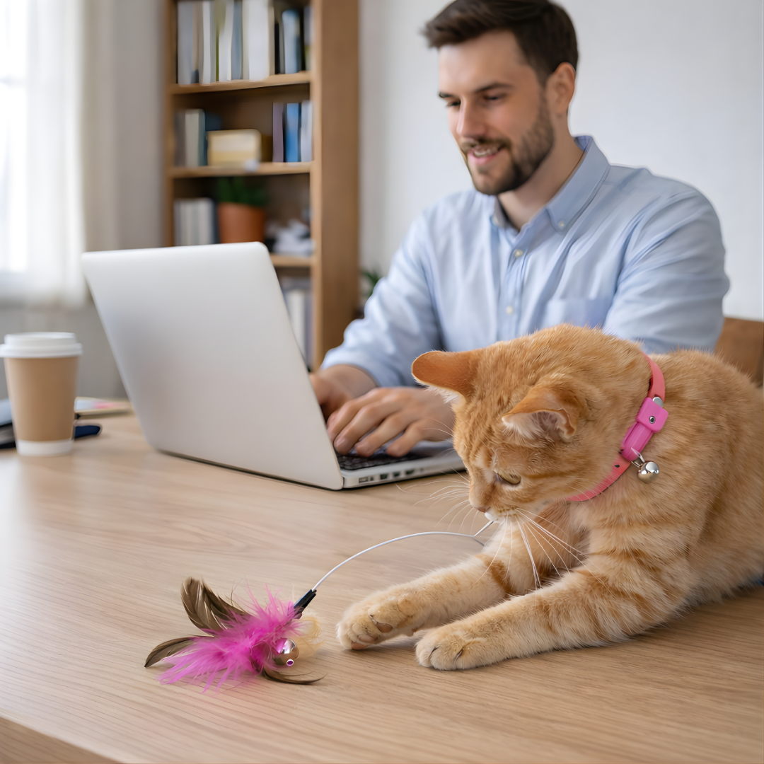 New product collar cat teaser self-entertainment cat toy neck collar feather bell cat toy pet supplies