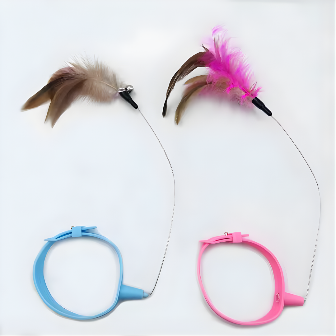 New product collar cat teaser self-entertainment cat toy neck collar feather bell cat toy pet supplies