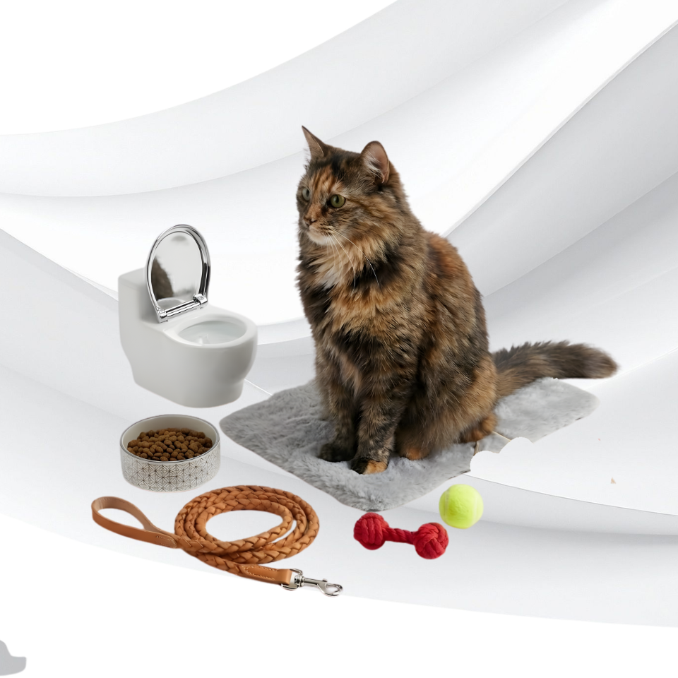 Novelty Toilet Cat Water Bowl with Lid, Wall Mounted Small Toilet Shaped Drinking Containers, Fun Design Pet Drinking Bowl