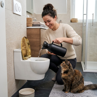 Novelty Toilet Cat Water Bowl with Lid, Wall Mounted Small Toilet Shaped Drinking Containers, Fun Design Pet Drinking Bowl