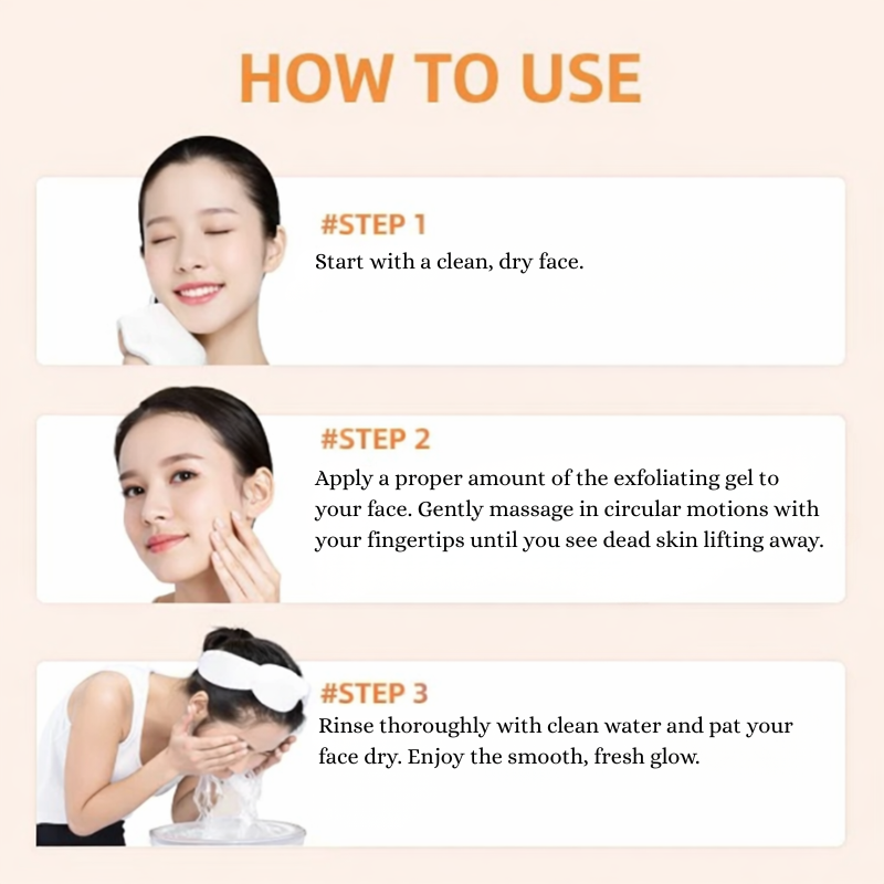 Orange Facial Exfoliate Gel for Deep Moisturizing Pore Cleansing Gentle Facial Scrub Body Cleansing Gel Dead Skin Remover
