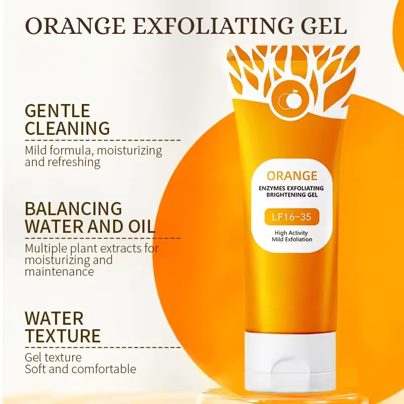 Orange Facial Exfoliate Gel for Deep Moisturizing Pore Cleansing Gentle Facial Scrub Body Cleansing Gel Dead Skin Remover