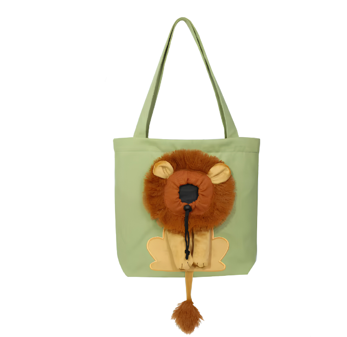 PetCanvasShoulderBagLionShapedCarrierForCatComfortableCatsCarryingPouchHandbagPuppyMessengerBagForOutTravel