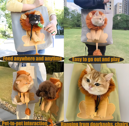 PetCanvasShoulderBagLionShapedCarrierForCatComfortableCatsCarryingPouchHandbagPuppyMessengerBagForOutTravel
