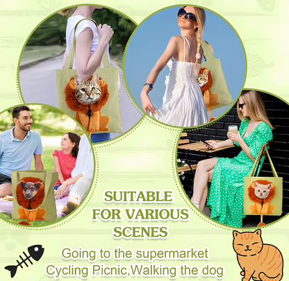 PetCanvasShoulderBagLionShapedCarrierForCatComfortableCatsCarryingPouchHandbagPuppyMessengerBagForOutTravel