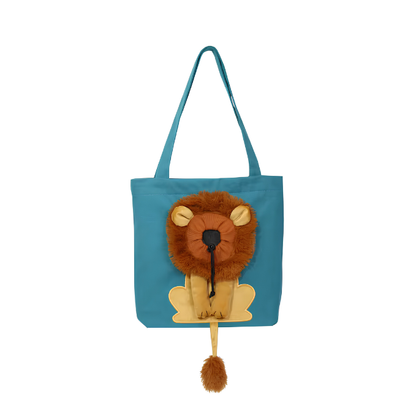 PetCanvasShoulderBagLionShapedCarrierForCatComfortableCatsCarryingPouchHandbagPuppyMessengerBagForOutTravel