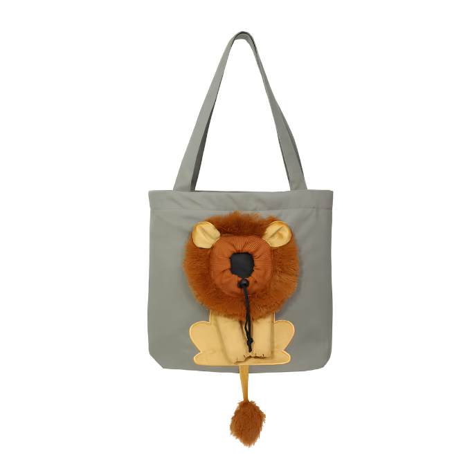 PetCanvasShoulderBagLionShapedCarrierForCatComfortableCatsCarryingPouchHandbagPuppyMessengerBagForOutTravel