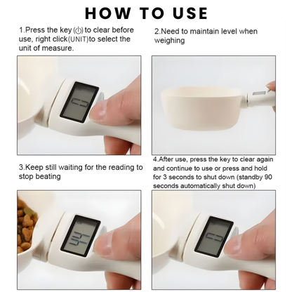 Pet Food Measuring Scoop Electronic Dog Cat Food Measuring Cup Digital Spoon Scale Kitchen Food Scale with LED Display
