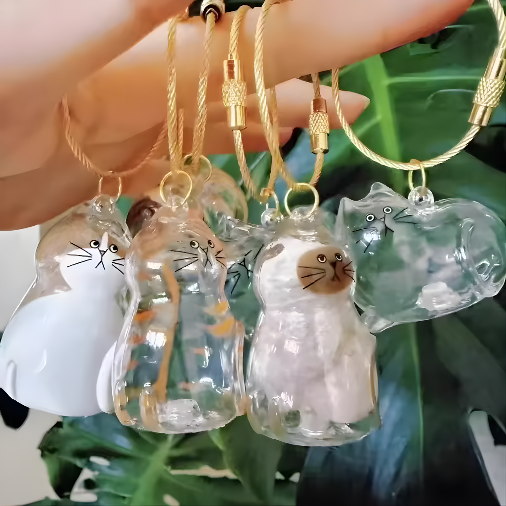 Pet Hair Memorial Keepsake Box & Bottle - Transparent Storage Container for Cat Fur, DIY Decor Gift for Pet Lovers Home Display