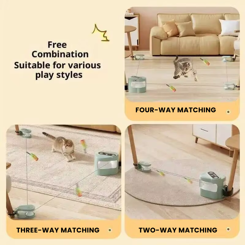 Pet Running Interactive Indoor Cat Toy Automatic/Remote DIY Speed Adjustable Wheeled Exercise for Cats/Dogs Simulating Hunting