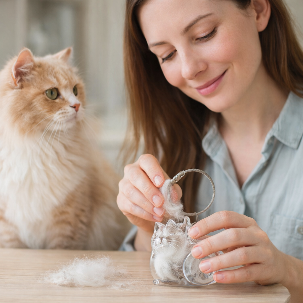 Pet Hair Memorial Keepsake Box & Bottle - Transparent Storage Container for Cat Fur, DIY Decor Gift for Pet Lovers Home Display