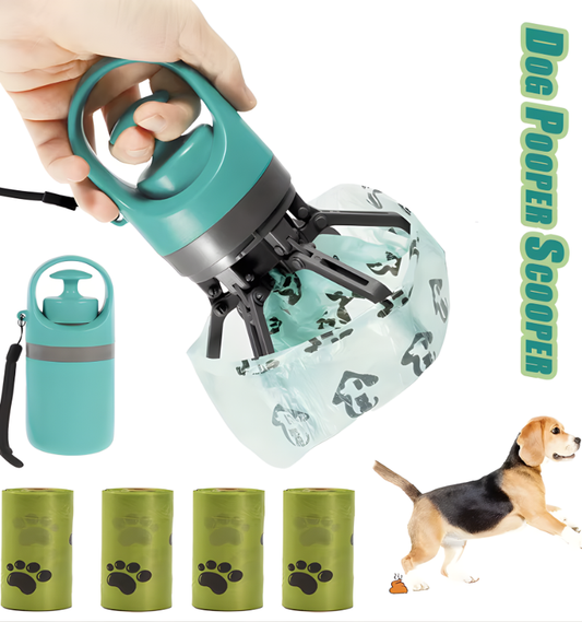 Portable Dog Pooper Scooper Outdoor Pet Waste Pick-up Cleaner Built-in Garbage Bag Handheld Pet Poop Grabber No Touch Design