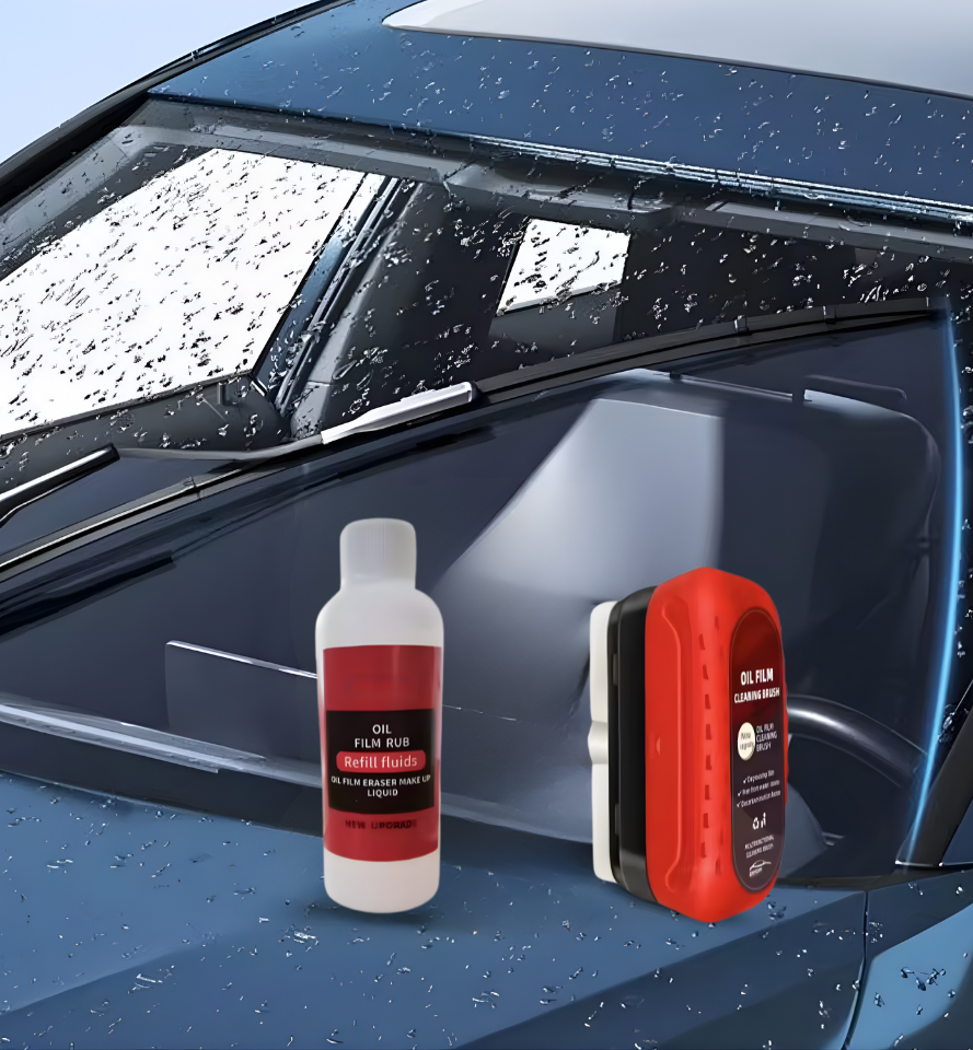 Professional Auto Glass Cleaner with Hydrophobic Coating Oil Film Remover for Windshields And Windows Includes Detailing Tools