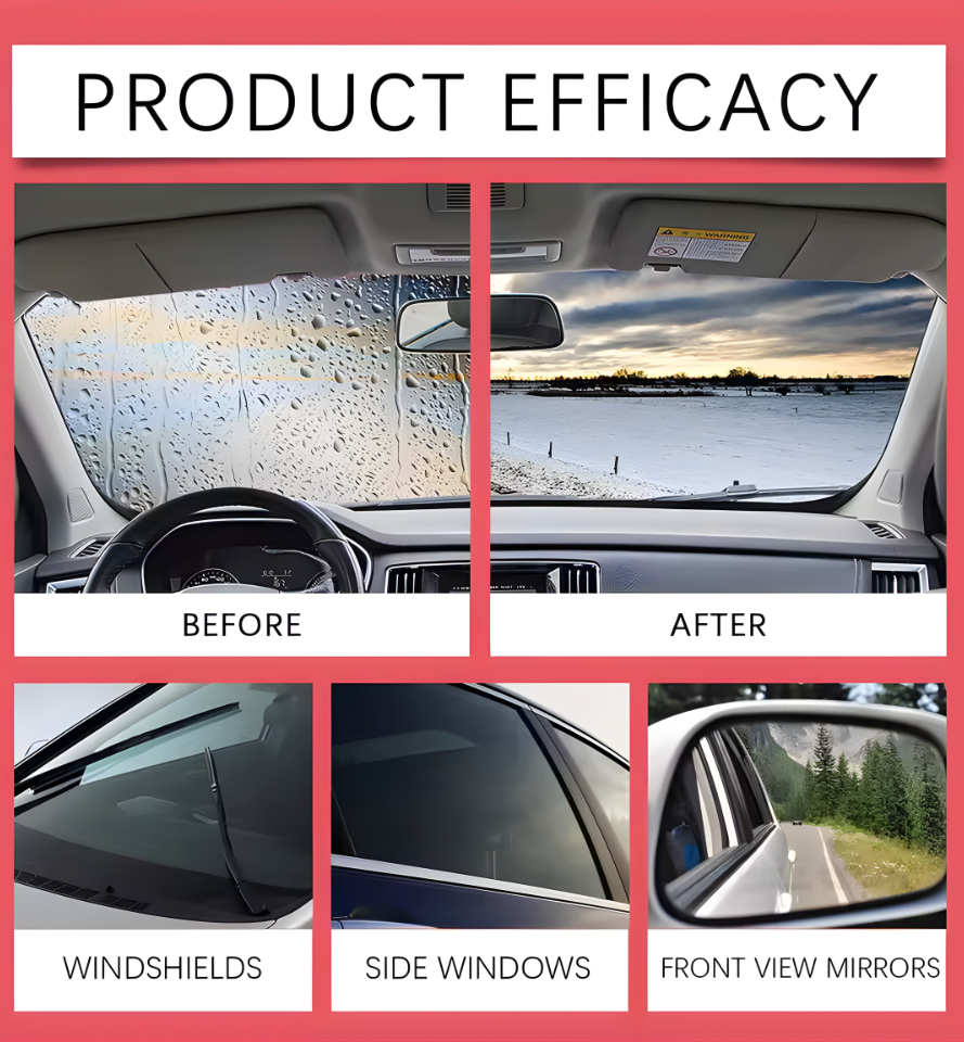 Professional Auto Glass Cleaner with Hydrophobic Coating Oil Film Remover for Windshields And Windows Includes Detailing Tools