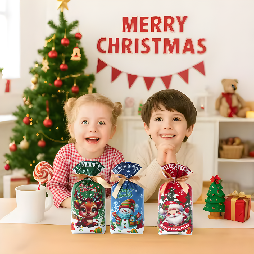 Mix Randomly Christmas Gift Cartoon Bag Gift Box Candy Biscuit Bag Decoration Christmas Party Gift Bag Children Party