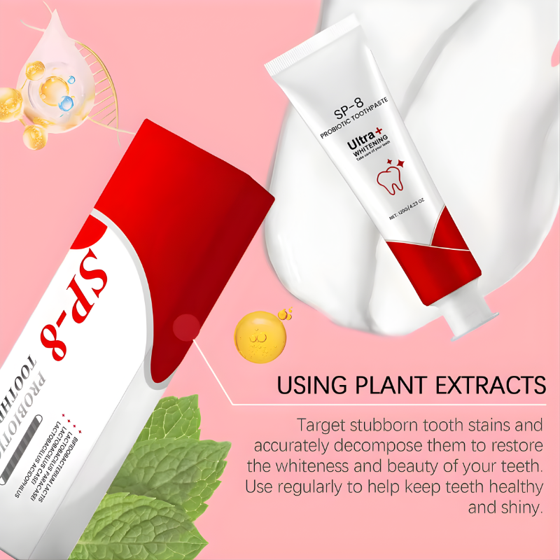 Sp-8 Probiotic Brightened Toothpaste Prevents Plaque Remove Stains Fresh Breath Deep Cleaning Tooth Whitening Product Oral Care
